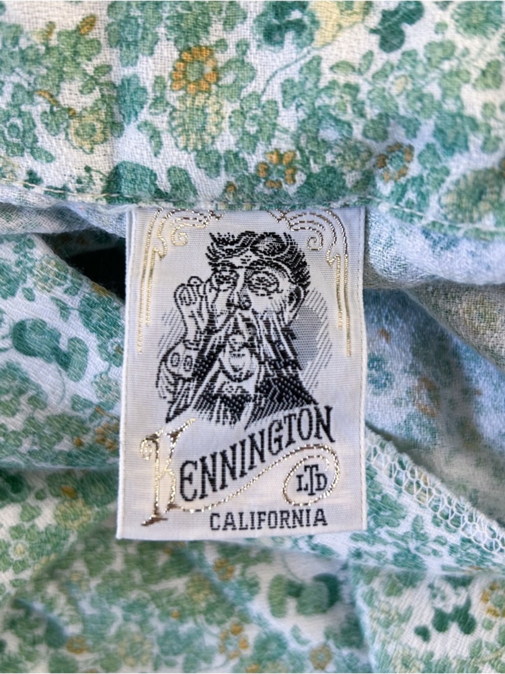 Vintage Kennington Mickey & Minnie Mouse Disney Button Down Shirt Green Floral - Picture 6 of 6
